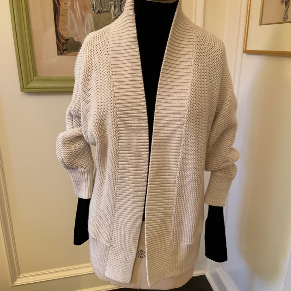 Ivory cotton knit easy cardigan
